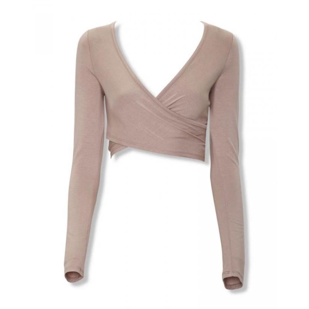 Mocha Surplice Crop Top